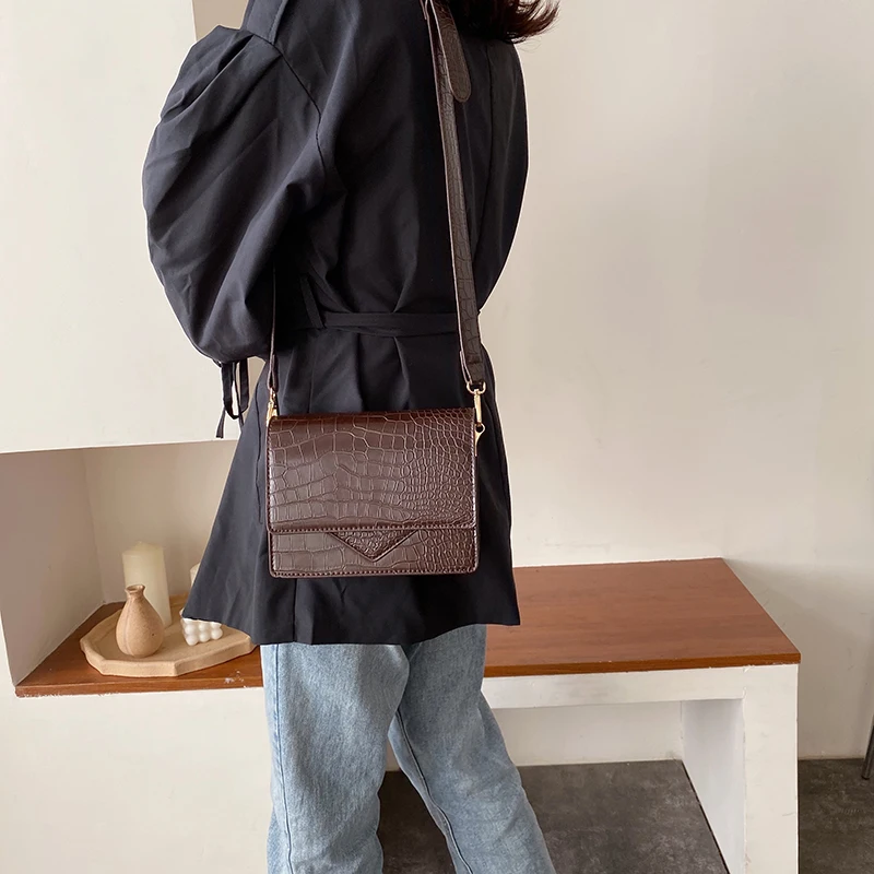 Простая мини сумка-мессенджер из искусственной кожи на плечо для женщин женские сумки через плечо с каменным узором женские дорожные сумки