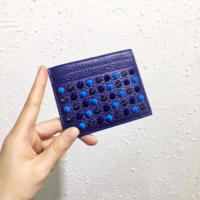 Fashion Slim Card Holder High Capacity Genuine Leather Men Women Simple Card Bag Business Bank Credit Card Holder Coin Purse blue blue