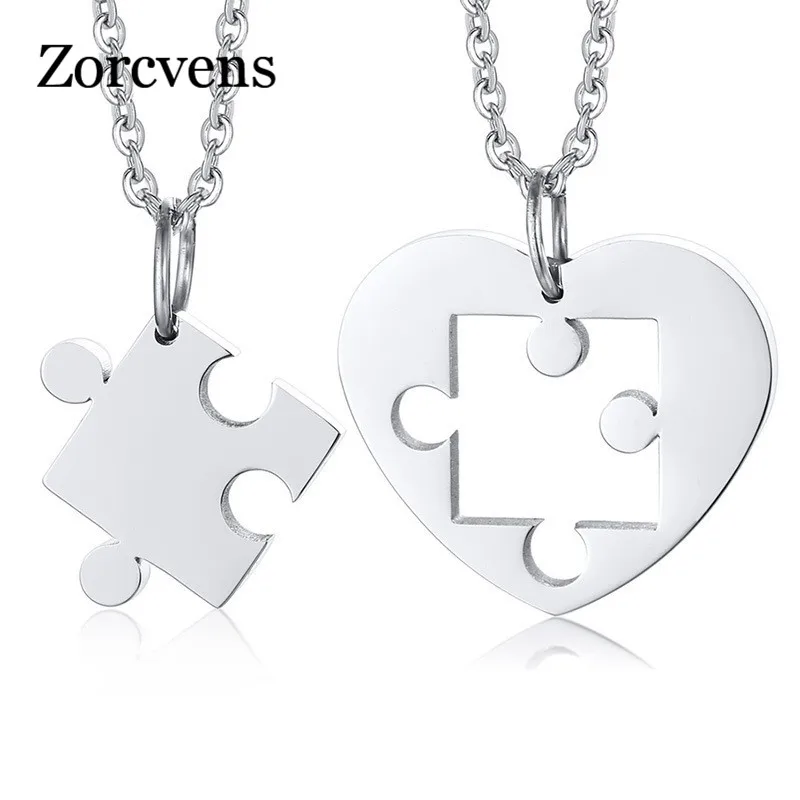 ZORCVENS 2 шт./компл. Подвески с сердечками для женщин и мужчин никогда не выцветают пара ожерелий из нержавеющей