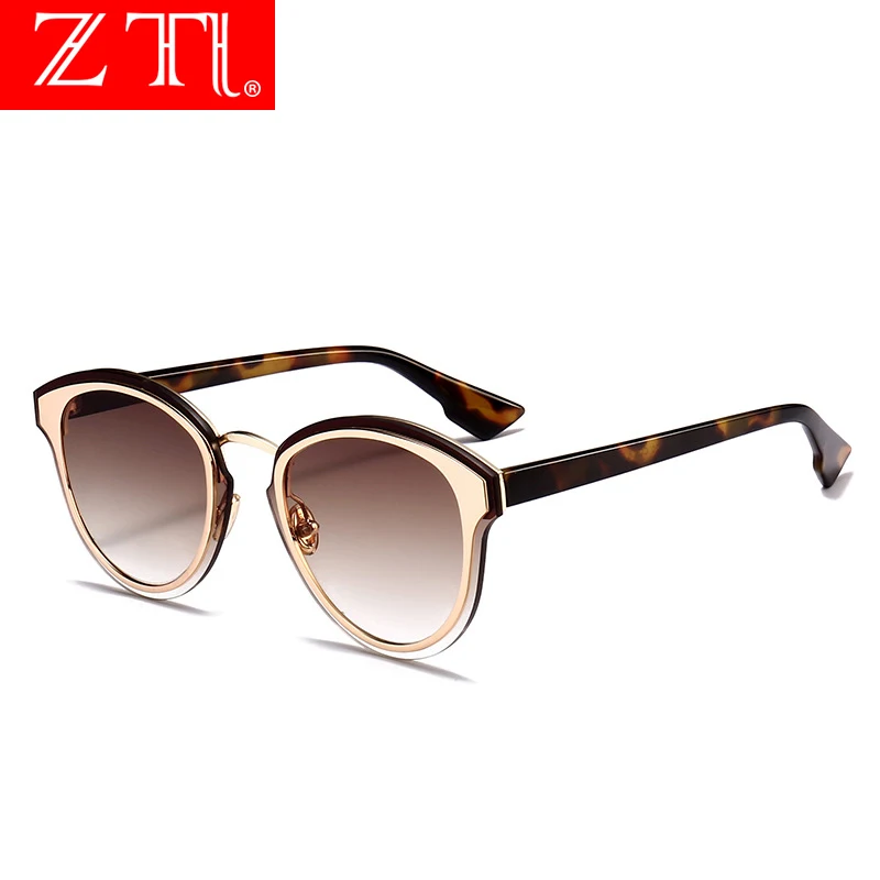 

ZT Brand Design Cat Eye Women's Sunglasses Men Driving Goggles Sunglasses Mirrored Lens Alloy Frame Eyewears UV400