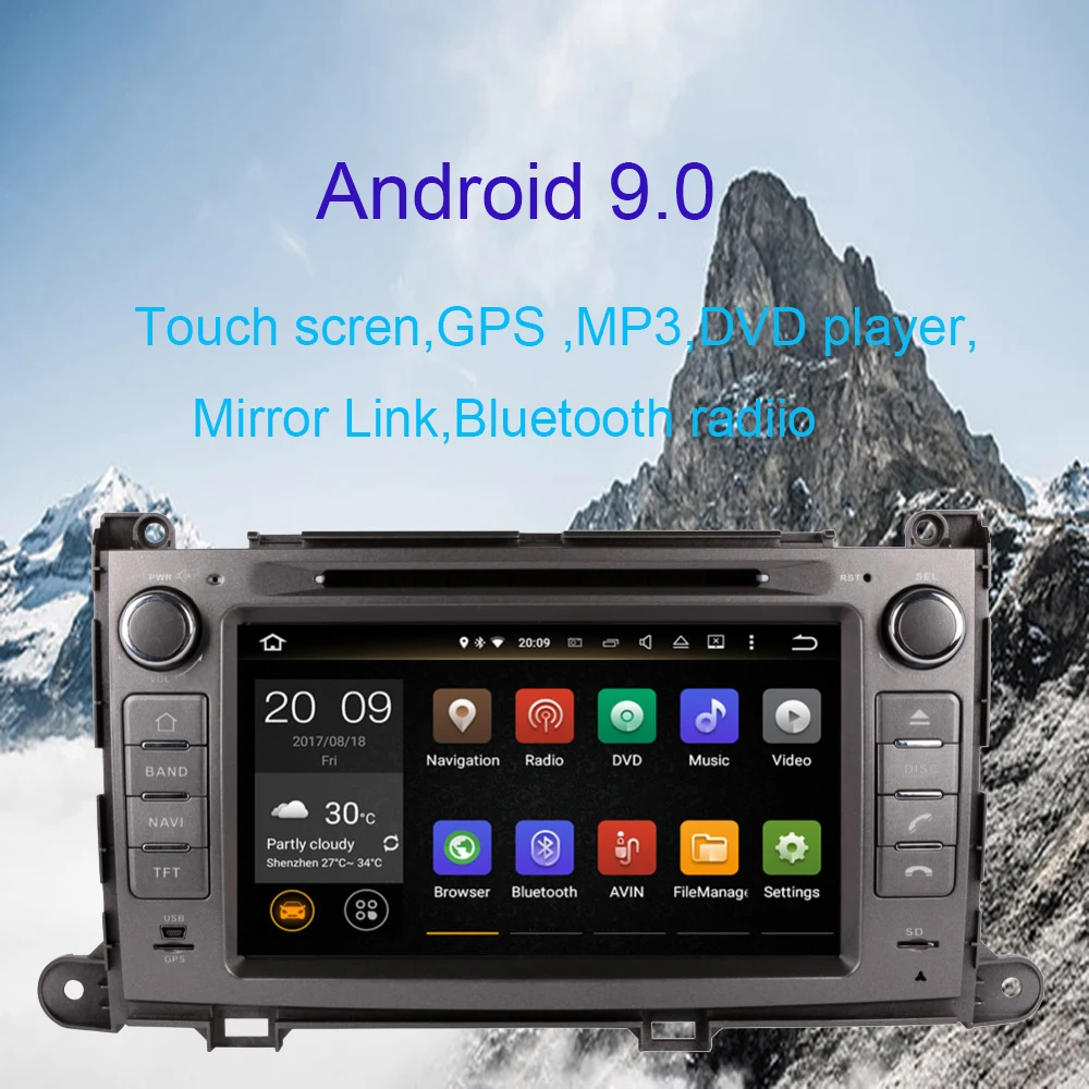 Android 9,0 Автомобильный gps навигатор Мультимедиа Bluetooth для OYOTA Sienna/XL30 2013- автомобильный Радио плеер DVD мультимедиа головное устройство