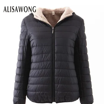 

Autumn Winter Short Cotton-padded Jacket 2019 Fashion New Hooded Casual Coats Female Lamb Wool Lining Basic Warm Loose Outerwear