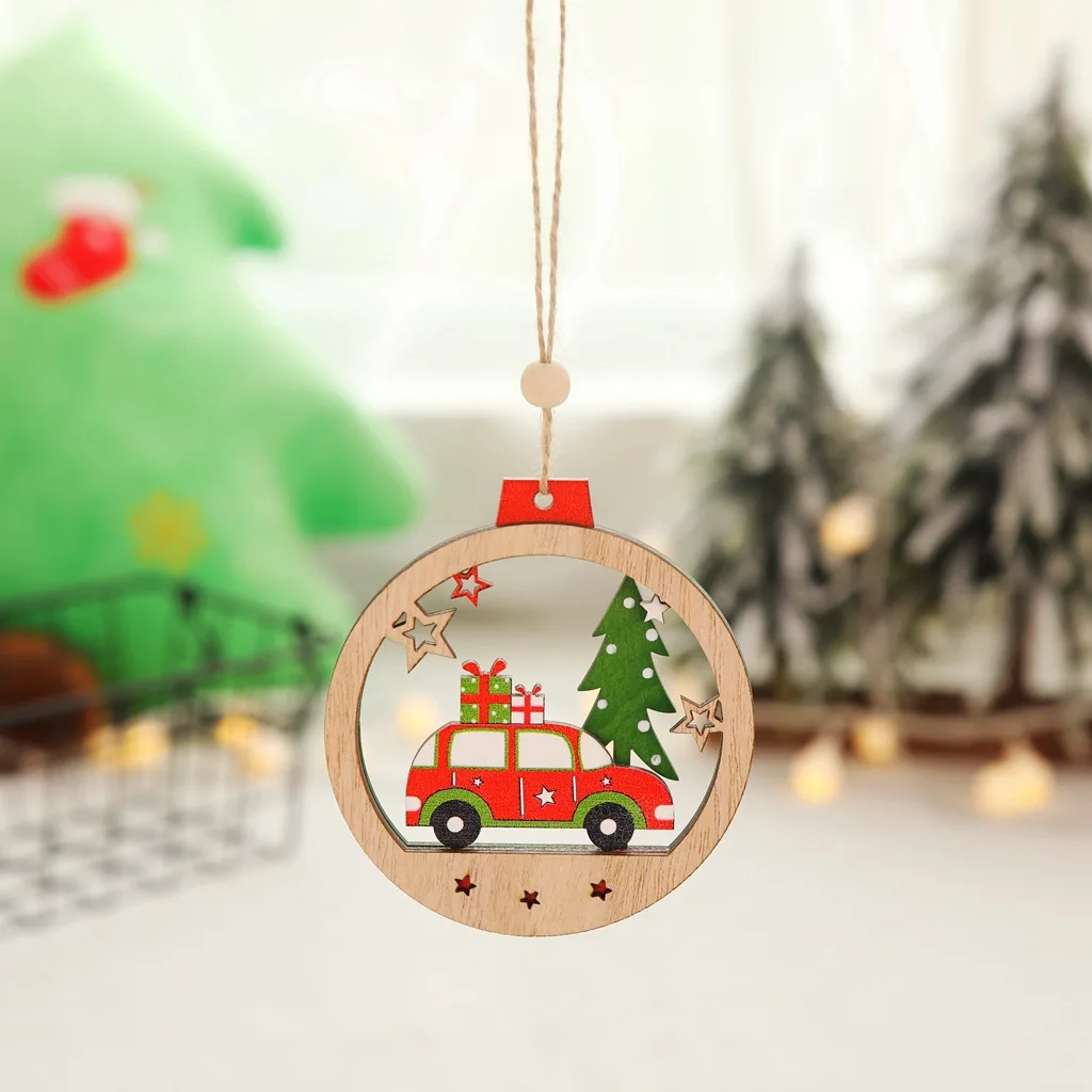 Новогодняя натуральная Деревянная Рождественская елка орнамент деревянный кулон Рождественский подарок Noel Рождественское украшение для дома Navidad Deco - Цвет: 24