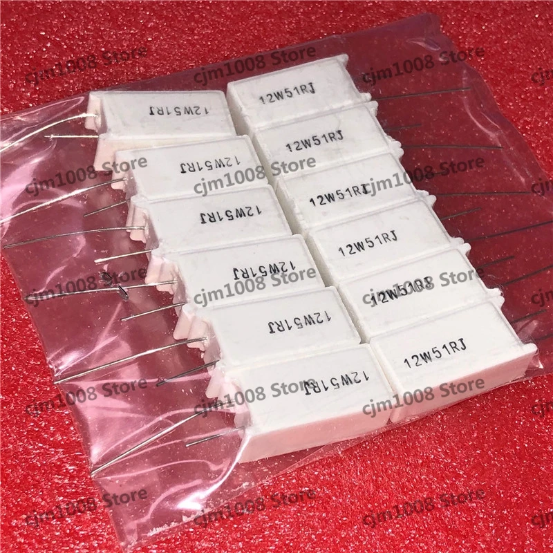 1Pcs ceramic 12W51R cement resistor 12W 51ohm 12W51RJ 51RJ 51R 12W51ohm 12W51 ohm 5% Vertical | Электроника