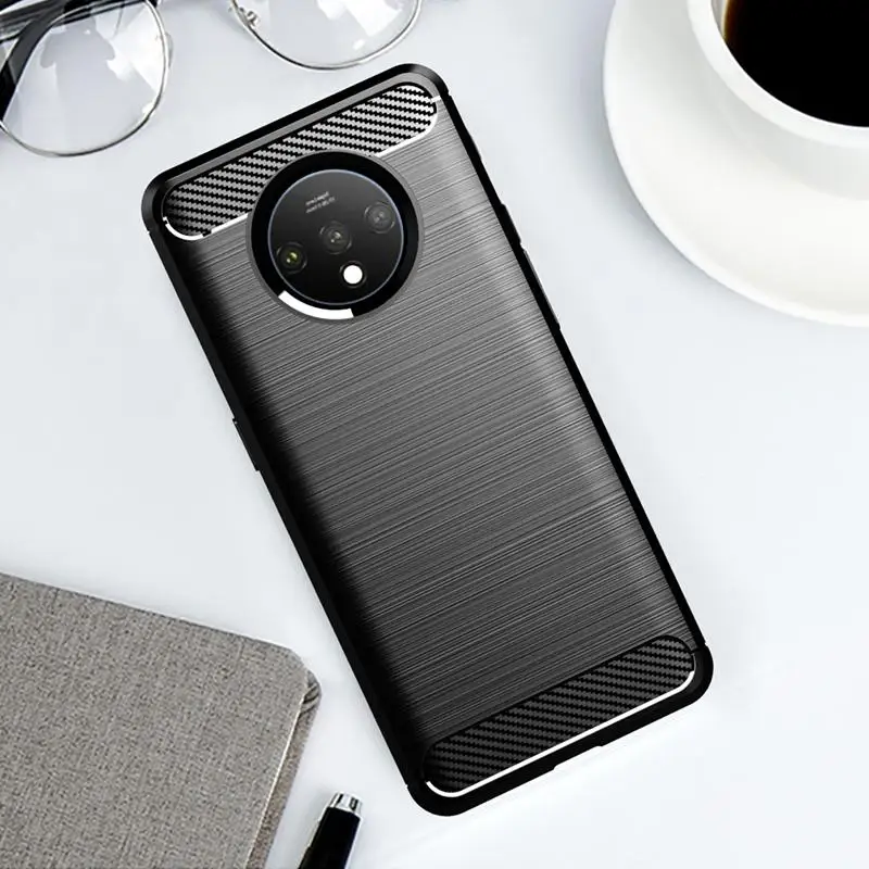 Силиконовый прочный защитный чехол для Oneplus 7 7T Pro 6 6T Мягкий из углеродного