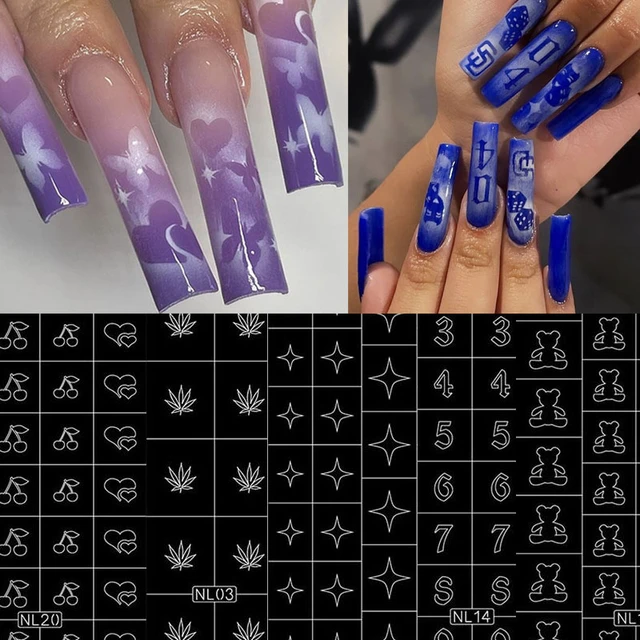 BUYTER 5 Pieces Reusable Airbrush Nail Art Stencil