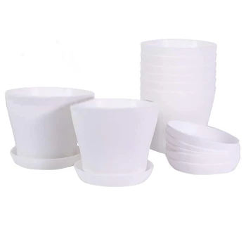 

20 PCS 4 inch Mini Plastic Flower Seedlings Nursery Pot/Planter/Flower Pot with Pallet, White