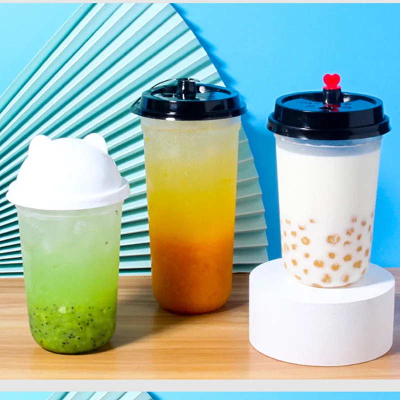 

Креативная U-образная матовая прозрачная чашка для сока, молока, чая, свадьбы, дня рождения, одноразовая кофейная чашка с крышкой, 500 мл, 50 шт.