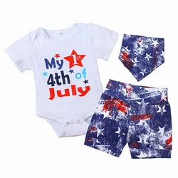 Barboteuse pour nouveau né garçon, tenue My 1er 4 juillet, drapeau américain, ensemble court, pour fête de l'indépendance 