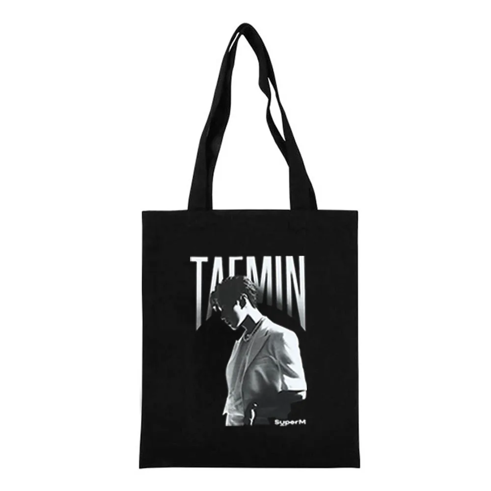 TAEMIN-black Kpop, Холщовая Сумка на плечо с принтом суперма, сумки для покупок, сумка BAEKHYUN TAEYONG MARK TEN, сумки для хранения, Эко сумка, коллекция болельщиков, подарки - Цвет: TAEMIN-black