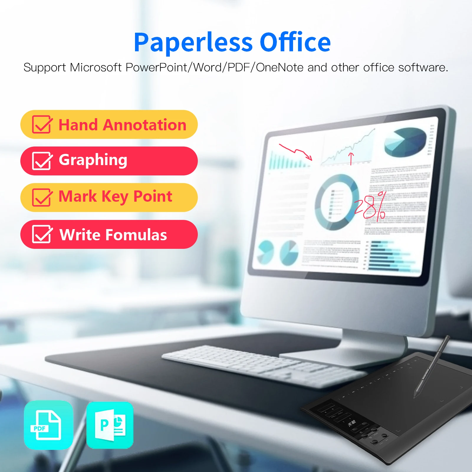 10moons G10 Master Graphic Tablet 8192 Levels 5080 LPI Digital Drawing Tablet No need charge Pen Tablet Support Android Phone - Image 3