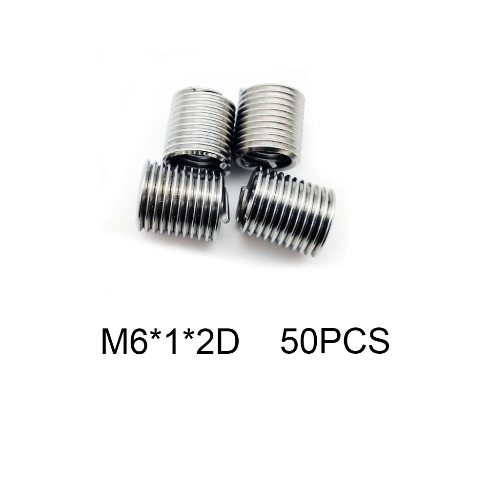 

50pcs M6*1*2D Silver Thread Repair Insert Kit Set 304 Stainless Steel For Hardware Repair Tools