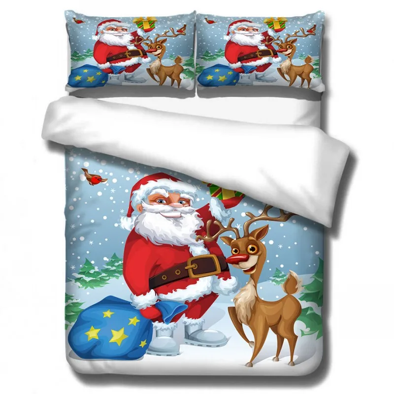 Christmas 13 Cartoon Santa Claus Elk Bedding Sets Baby Kids Boys Girls Christmas Gift Duvet Covers Pillowcases Comforter Cover Bedclothes - Цвет: Christmas 13