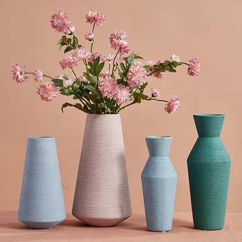 

Nordic Ceramic Vase Decoration Home Decor Creative Models Living Room Model Flower Arrangement Geometric Art Decorative Flower