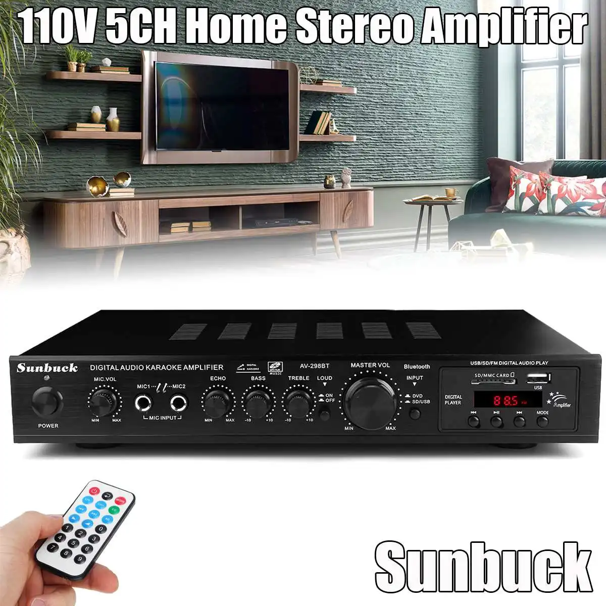 

5 Channel bluetooth Home Theater Amplifiers LED Digital Karaoke Home Cinema Home Amplifiers HiFi Stereo Speakers TV Sound Bar