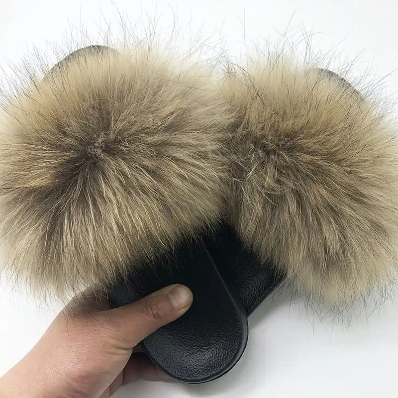 ladies fur slippers