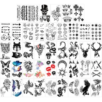 

42 Sheets Waterproof Paper Long-lasting Body Tattoo Face Stickers Temporary Tattooes for Adults