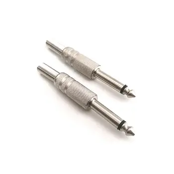 

10Pcs 1/4" Mono Audio Jack 6.35mm Metal Male Monaural Audio Cable Connector Plug