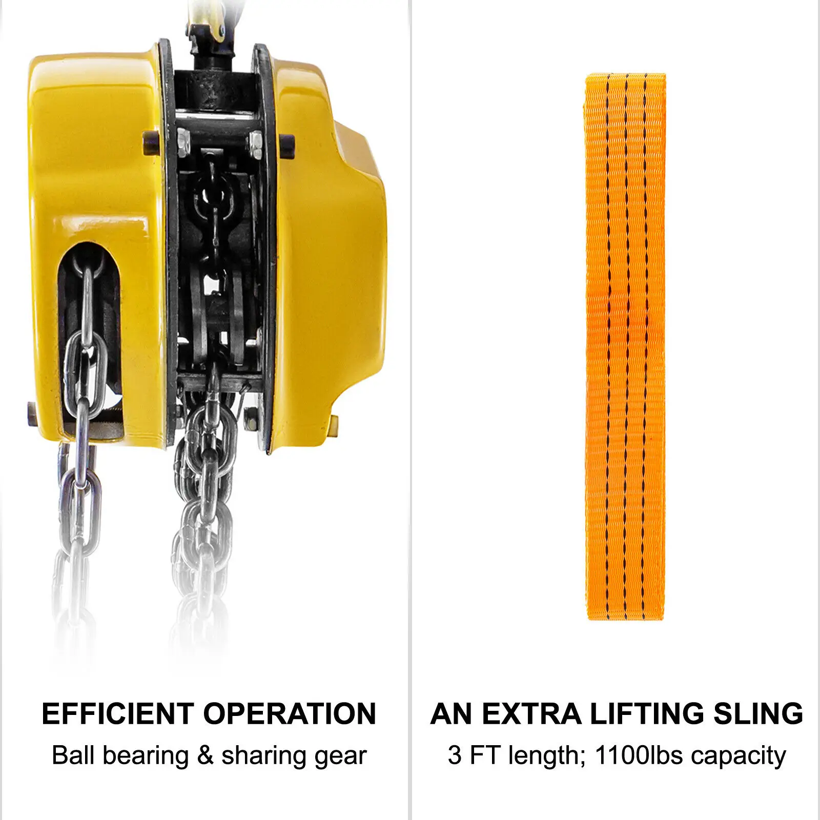 VEVOR 0.5/1/2/3T Chain Hoist Anti-Rust Manual Chain Block 10/20FT 3m/6m with Two Hooks - Image 5