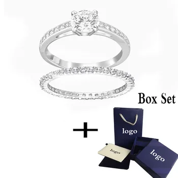 

SWA 2020 Fashion Trend New Ring Set Beautiful Round Jewelry White Crystal Women Luxury Engagement Ring Jewelry Gift