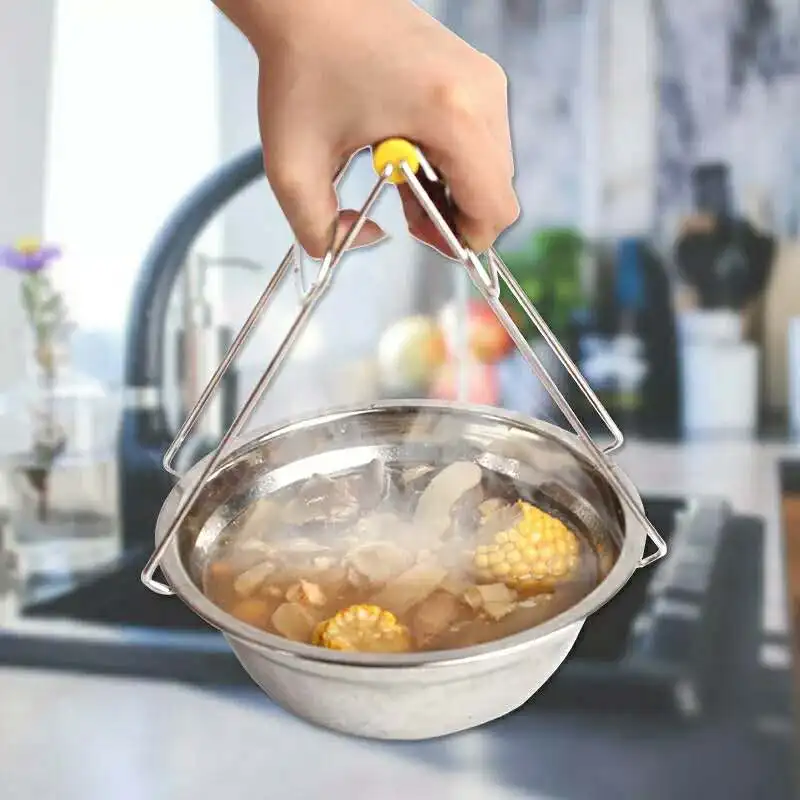 

Pot Spoon Holder Multi-function Two-piece Anti-scald Plate Clips Stainless Steel Bowl Can Quickly Pick Up A Variety of Plates