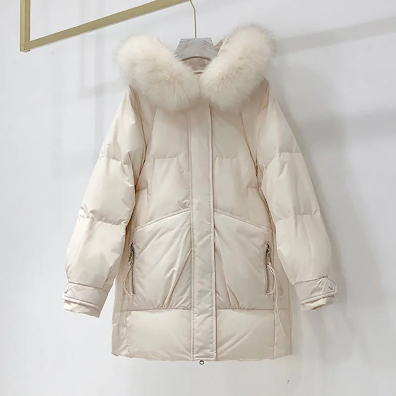 Outerwear Winter Warm Hooded Fashion Fur collar