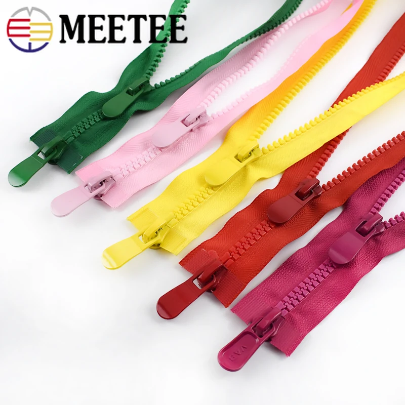 Meetee 120 см 8 # Смола открытый конец двойной слайдер головы молния для пуховой куртки