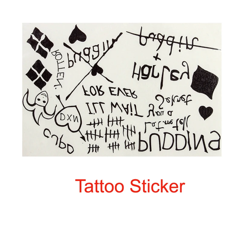Хищные птицы и Фантазийная эмансипация одного Харли Куинн Косплей наряд Бэтмен Харли костюм сексуальный бюстгальтер Шорты ожерелье - Цвет: Tattoo Sticker