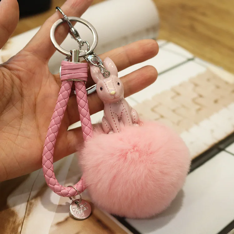 Pink Woven Rope Креативный мультфильм Hairball милая сумка Подвеска студенческий подарок брелок животные и природа плюшевый маленький брелок милые плюшевые брелки - Цвет: Pink Woven Rope