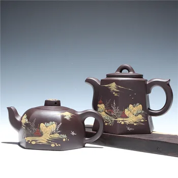 

Yixing recommended mud painting six penghu-glance two 280 cc / 350 cc kung fu tea tea set