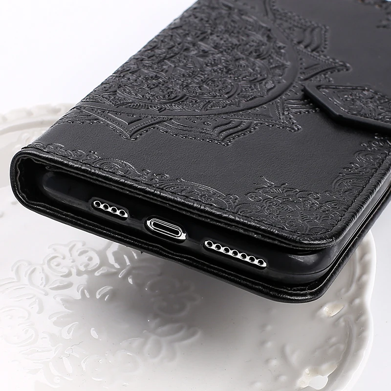 Кожаный чехол-книжка для iPhone 11 Pro Max для iPhone 8 Plus XR Xs X 7 6 6S Xs Max 3D тистиснение Мандала держатель для карт
