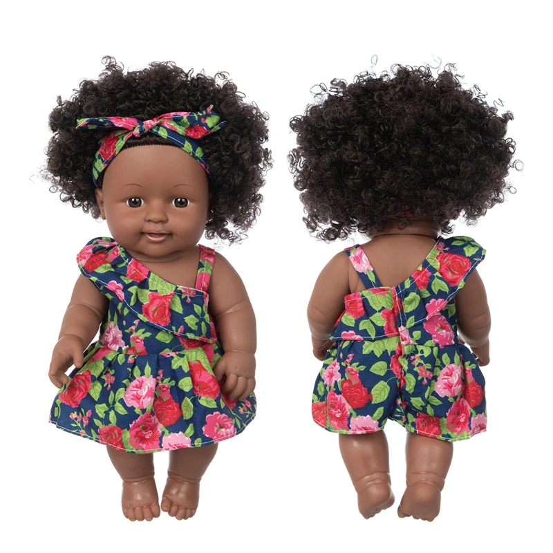 

Flower Baby African Dolls Pop Reborn Silico Bathrobre Vny 30cm Born Poupee Boneca Baby Soft Toy Girl Todder