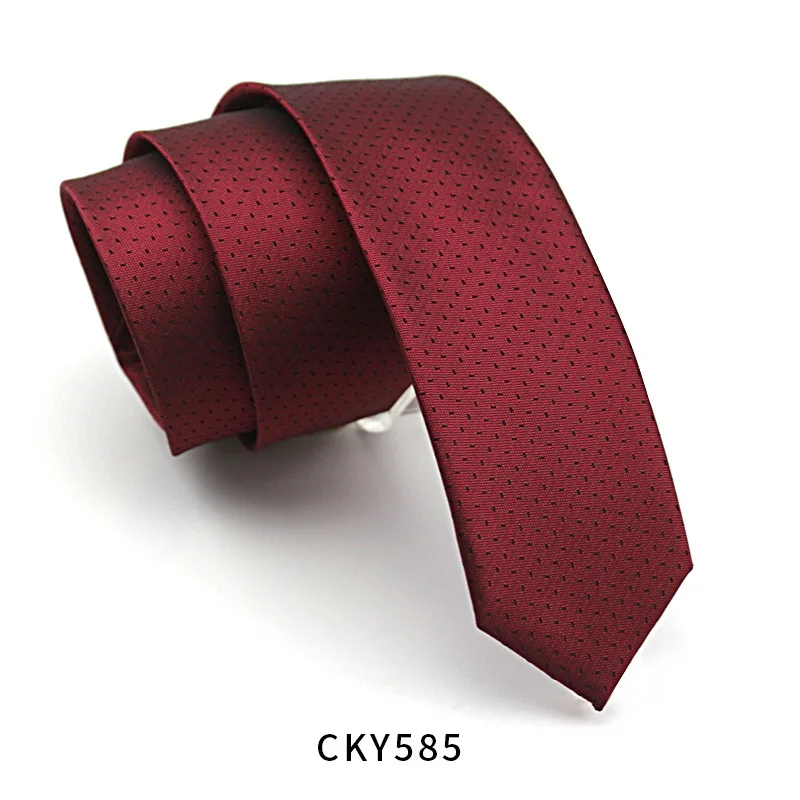 CKY585 Новинка, дизайнерские брендовые модные деловые повседневные тонкие галстуки 5,5 см для мужчин, обтягивающие Галстуки, свадебные офисные галстуки с подарочной коробкой, цвет красного вина - Цвет: CKY585