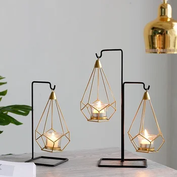 

Originality Luxurious Romantic Dinner Candle Holders Wedding Party Nordic Geometric Candlestick Home Decoration Metal Crafts Q