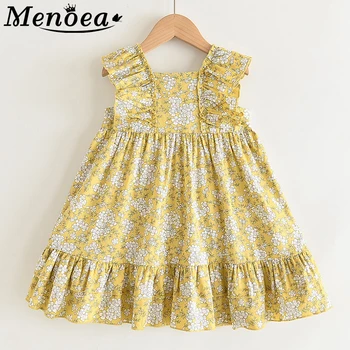 

Menoea 2-7Y Girls Floral Dresses Summer Flying Sleeveless Kids Flowers Sweet Costumes Ruffles Clothing Vestido Children Outfits