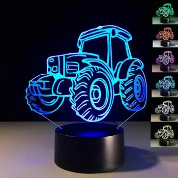 

Table Lamp Night Light Desk Light Creative Modern Bright Adorable Tractor Shape 3D Acrylic Decoration Christmas Xmas