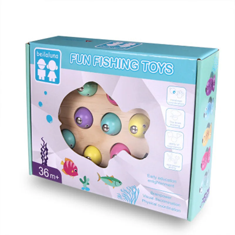 Early Childhood Education Wooden Magnetic Fishing Toy Game Parent-child Interactive Desktop Fishing Game