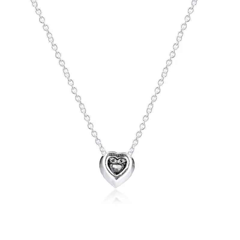 Прозрачное CZ ожерелье с возвышенным сердцем для женщин, модное 925 пробы Серебряное колье, колье, ожерелье, ювелирное изделие, Женская цепочка, ожерелье s
