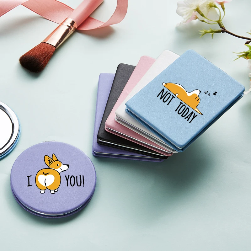 

Funny Portable Makeup Mirror with Double Sides Cute Corgi Dog Magnifying Pocket Cosmetic Compact Vanity Mirrors Lusterko Spiegel