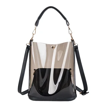 

Fashion Transparent Shoulder Jelly Bag for Women Korean Crossbody Bags Lady Large-capacity Portable 2pcs Composite Handbag