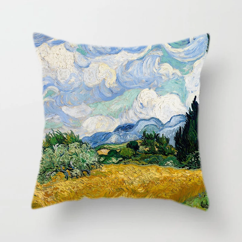 Наволочка на подушку с изображением Ван Гога, масляной живописи, диванная, для дома, декоративная наволочка, Подсолнух, Автопортрет, звездное небо, наволочка - Цвет: A
