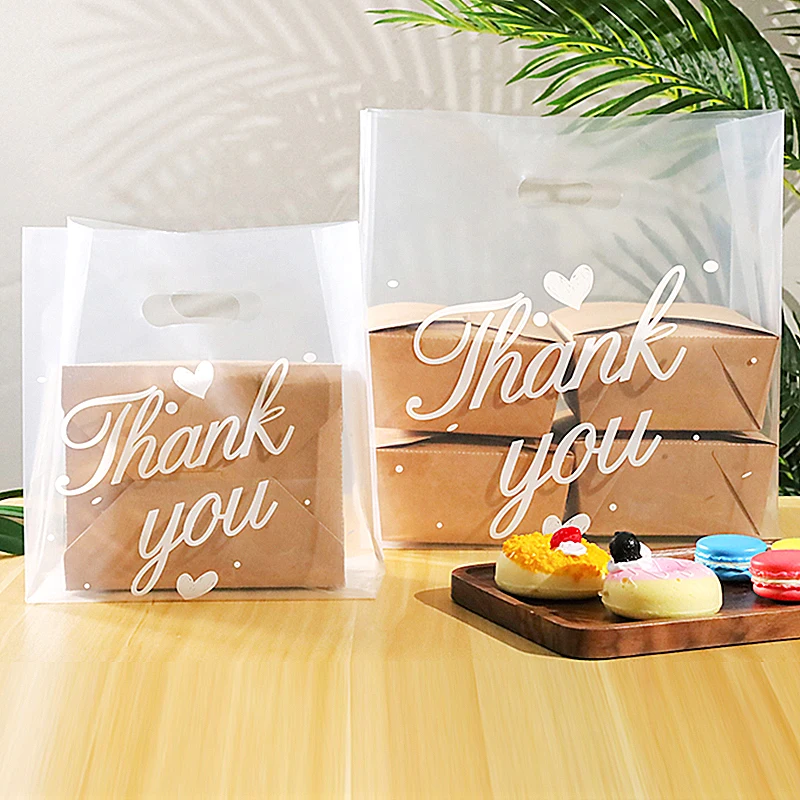 50pcs Thank You Plastic Gift Bags Plastic With Handle Shopping Bags