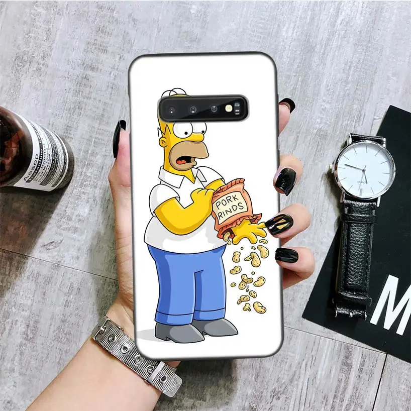Забавный Homer J. Simpson черный чехол для телефона samsung Galaxy S10+ Plus Lite Note 10 9 8 S9 S8 J4 J6+ Plus S7 S6 Edge Capa