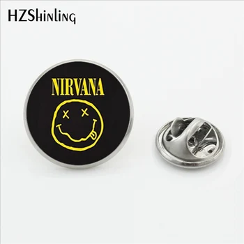 

2017 New Nirvana Smile Face Butterfly Round Jewelry Band Stainless Steel Lapel Pins Shirt Collar Pin