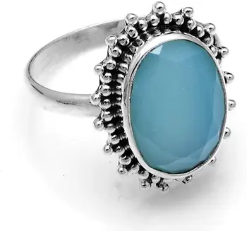 

Genuine Faceted-Chalcedony Ring 925 Sterling Silver, USA Size : 8, 2SR514
