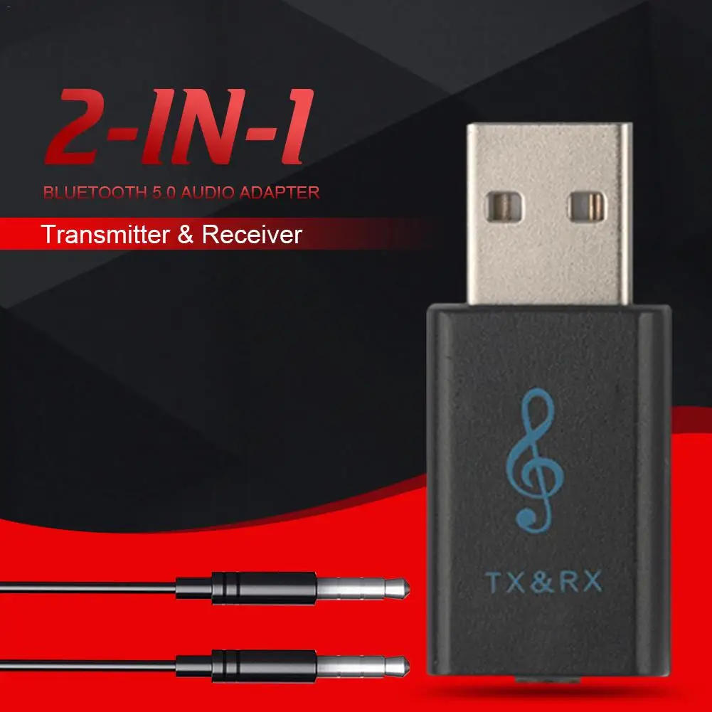 2 в 1 USB Bluetooth 5,0 аудио передатчик беспроводной USB адаптер для телевизионного компьютера