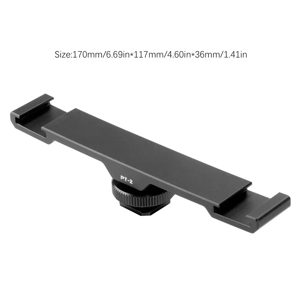 

Ulanzi PT-2 Double Hot Shoe Mount Extension Bar Dual Bracket for DV DSLR LIGHT Microphone Accessories
