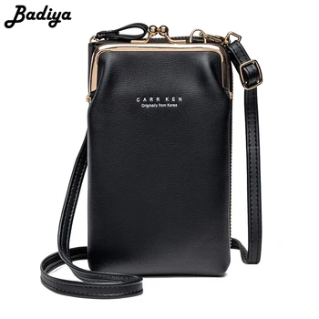 

Brief Women Shoulder Bag PU Leather Multifunction Solid Phone Bag Casual Travel Female Crossbody Bag Lady Messenger Bag Flap Bag