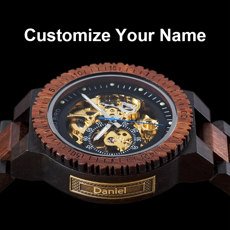 Cena Automatyczny mechaniczny BOBO ptak drewniany zegarek mężczyźni luksusowy drewniany zegarek Forsining personalizuj prezent tata relogio masculino de luxo