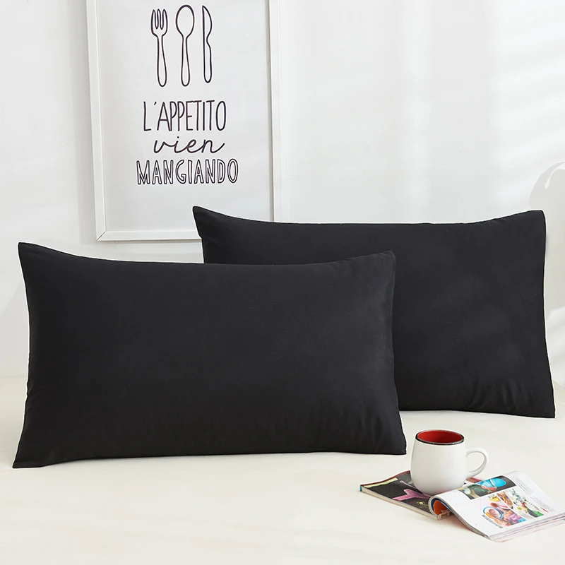 Cotton Pillowcase Solid Color Pillow Case Bedding Black Pillow Cover